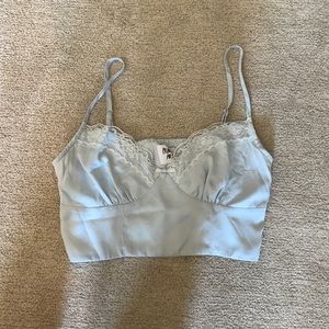 Old school love crop top blue/ never been worn